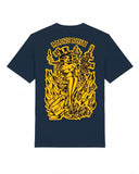 V the Podcast Man's Ruin heren T-shirt navy – achterkant met Man's Ruin-print